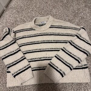 Madewell Cream and Black Striped Sweater